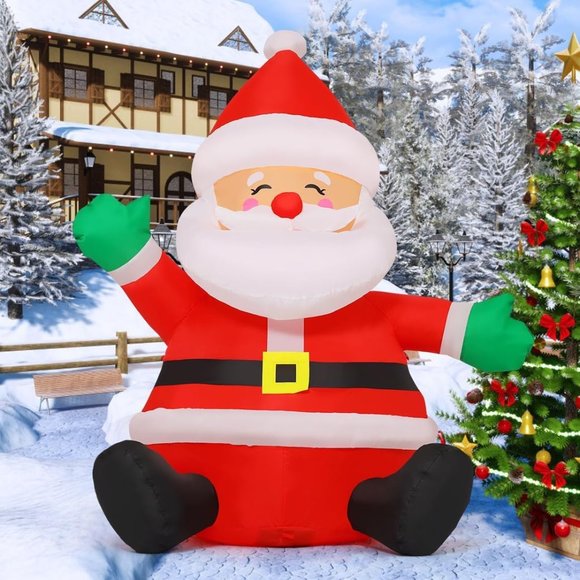 5 FT Christmas Inflatables Outdoor‎ Santa Claus Decorations Blow Up Yard Sitting - Picture 4 of 6